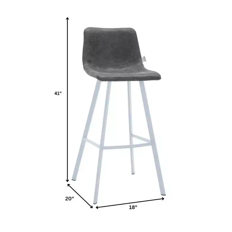 LeisureMod Elland Sgabello da Bar Imbottito in Pelle da 41" con Gambe in Ferro - Sgabello da Bancone Moderno con Base e Poggiapiedi Bianchi per Cucina, Bar e Pub