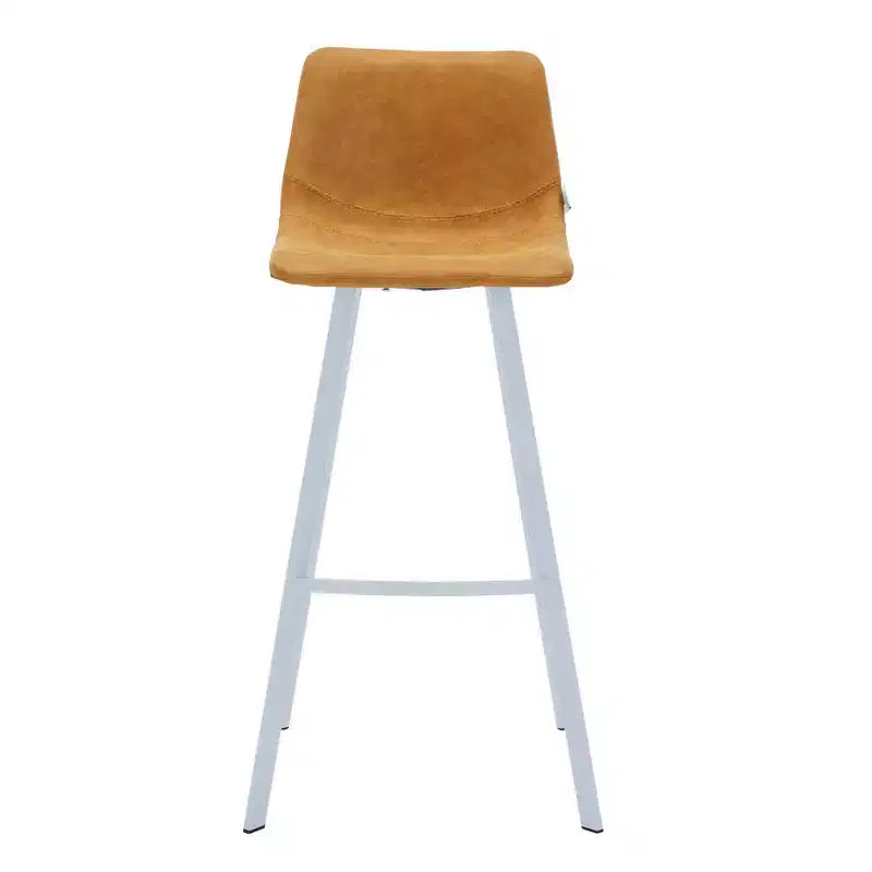 LeisureMod Elland Sgabello da Bar Imbottito in Pelle da 41" con Gambe in Ferro - Sgabello da Bancone Moderno con Base e Poggiapiedi Bianchi per Cucina, Bar e Pub