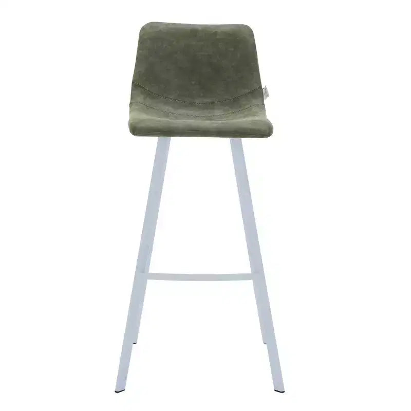 LeisureMod Elland Sgabello da Bar Imbottito in Pelle da 41" con Gambe in Ferro - Sgabello da Bancone Moderno con Base e Poggiapiedi Bianchi per Cucina, Bar e Pub