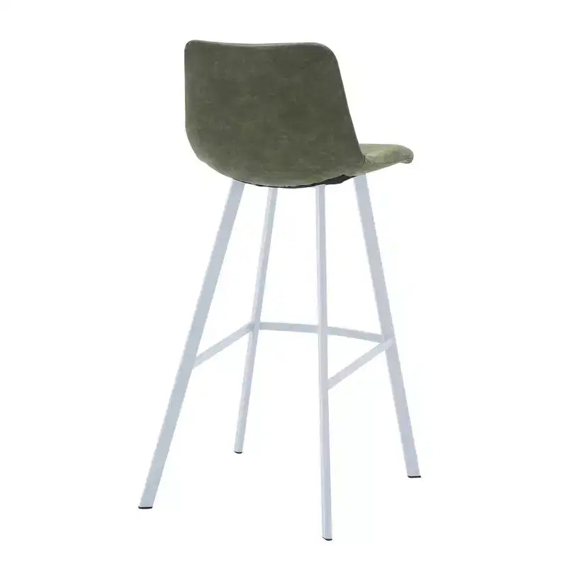 LeisureMod Elland Sgabello da Bar Imbottito in Pelle da 41" con Gambe in Ferro - Sgabello da Bancone Moderno con Base e Poggiapiedi Bianchi per Cucina, Bar e Pub