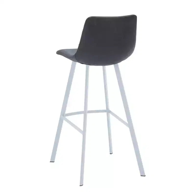 LeisureMod Elland Sgabello da Bar Imbottito in Pelle da 41" con Gambe in Ferro - Sgabello da Bancone Moderno con Base e Poggiapiedi Bianchi per Cucina, Bar e Pub