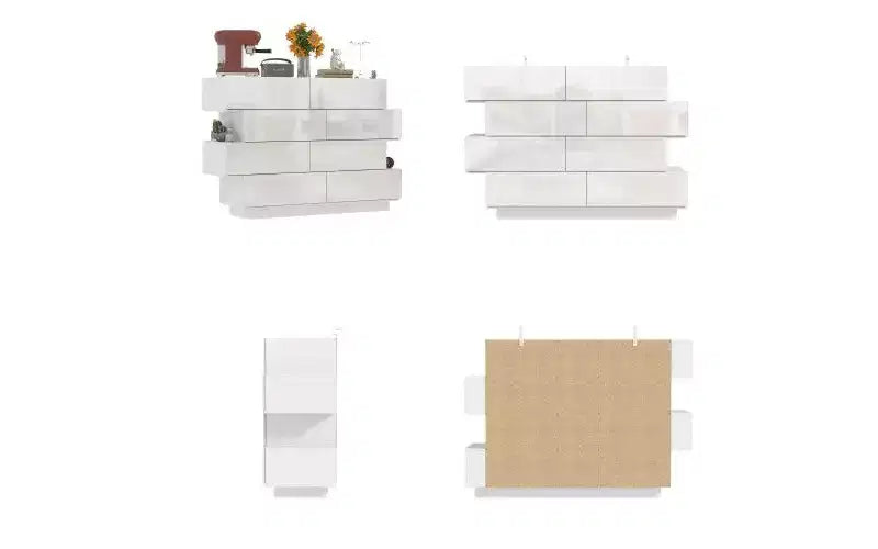 Cassettiera Famapy con struttura bianca non abbinata dal design creativo, 8 cassetti