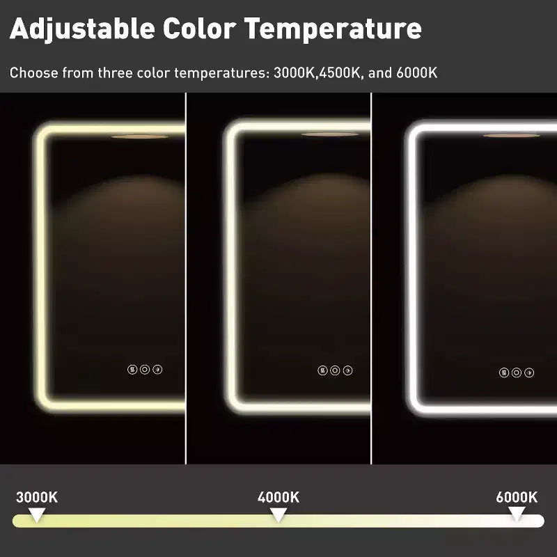 HBEZON Mobiletto a Specchio da Bagno con Luci a LED, Installazione a Incasso o a Parete, Funzione Anti-Appannamento, Dimmerabile, 3 Modalità di Illuminazione, Funzione Memoria