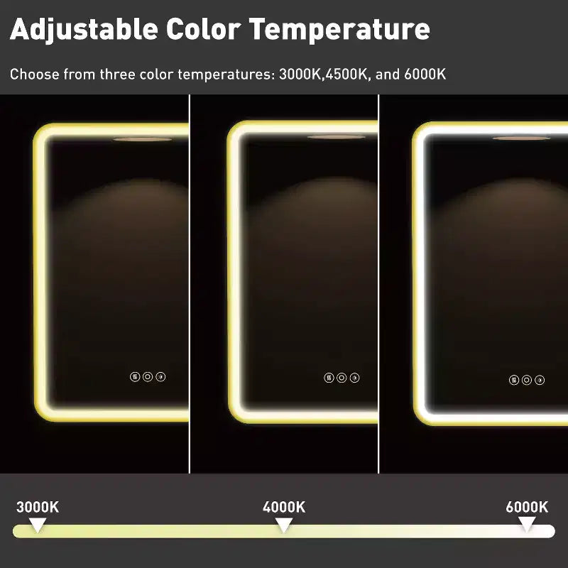 HBEZON Mobiletto a Specchio da Bagno con Luci a LED, Installazione a Incasso o a Parete, Funzione Anti-Appannamento, Dimmerabile, 3 Modalità di Illuminazione, Funzione Memoria