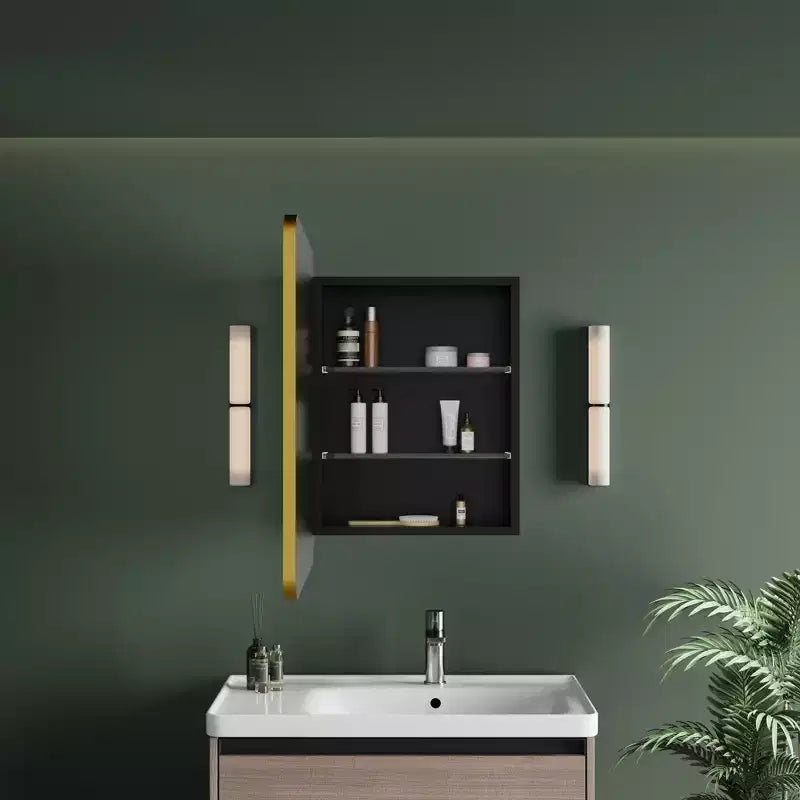 HBEZON Mobiletto a Specchio da Bagno con Luci a LED, Installazione a Incasso o a Parete, Funzione Anti-Appannamento, Dimmerabile, 3 Modalità di Illuminazione, Funzione Memoria