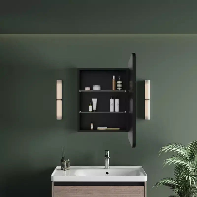 HBEZON Mobiletto a Specchio da Bagno con Luci a LED, Installazione a Incasso o a Parete, Funzione Anti-Appannamento, Dimmerabile, 3 Modalità di Illuminazione, Funzione Memoria