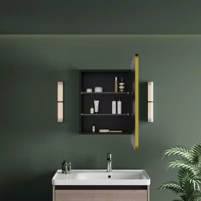 HBEZON Mobiletto a Specchio da Bagno con Luci a LED, Installazione a Incasso o a Parete, Funzione Anti-Appannamento, Dimmerabile, 3 Modalità di Illuminazione, Funzione Memoria