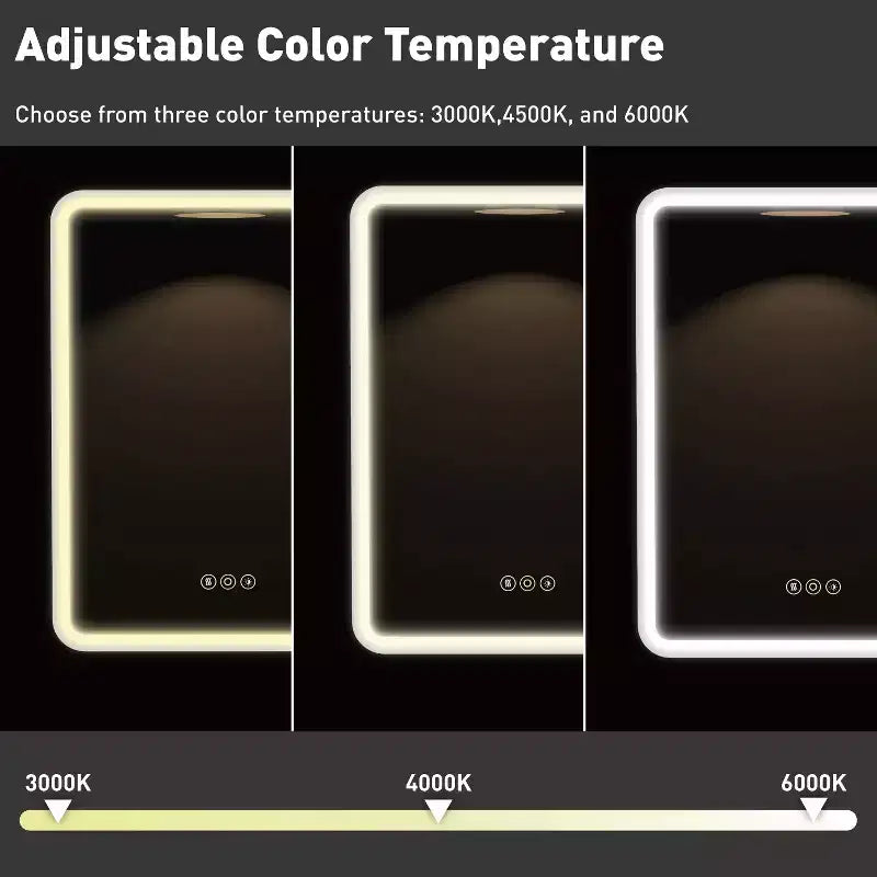 HBEZON Mobiletto a Specchio da Bagno con Luci a LED, Installazione a Incasso o a Parete, Funzione Anti-Appannamento, Dimmerabile, 3 Modalità di Illuminazione, Funzione Memoria