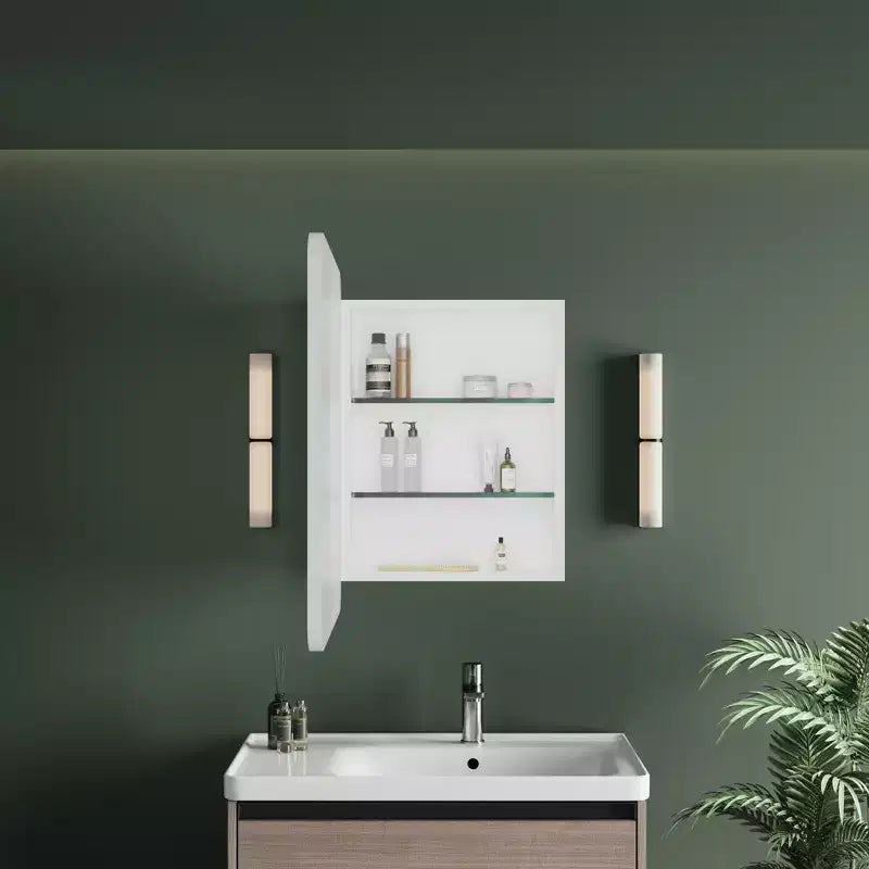 HBEZON Mobiletto a Specchio da Bagno con Luci a LED, Installazione a Incasso o a Parete, Funzione Anti-Appannamento, Dimmerabile, 3 Modalità di Illuminazione, Funzione Memoria