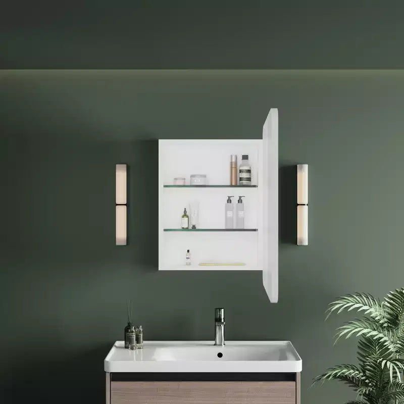 HBEZON Mobiletto a Specchio da Bagno con Luci a LED, Installazione a Incasso o a Parete, Funzione Anti-Appannamento, Dimmerabile, 3 Modalità di Illuminazione, Funzione Memoria