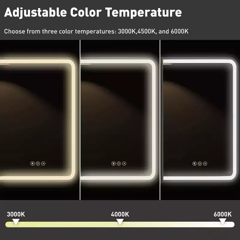HBEZON Mobiletto a Specchio da Bagno con Luci a LED, Installazione a Incasso o a Parete, Funzione Anti-Appannamento, Dimmerabile, 3 Modalità di Illuminazione, Funzione Memoria