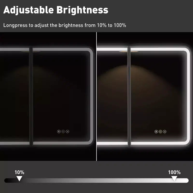 HBEZON Mobiletto a Specchio da Bagno con Luci a LED, Installazione a Incasso o a Parete, Funzione Anti-Appannamento, Dimmerabile, 3 Modalità di Illuminazione, Funzione Memoria
