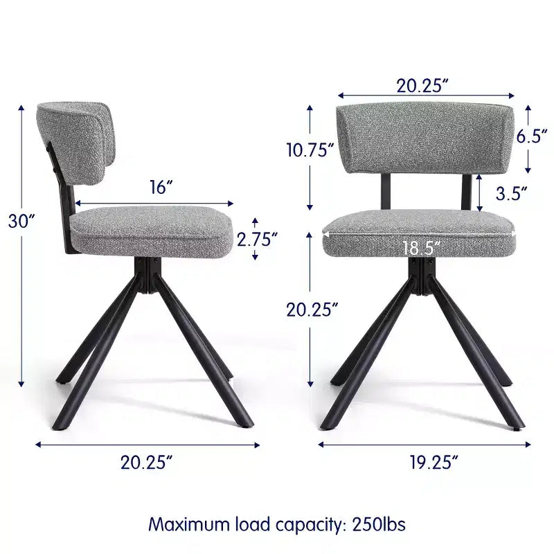 Subrtex Sedie da pranzo set di 2 sedie da cucina moderne in tessuto Sedie d'accento con gambe in metallo nero