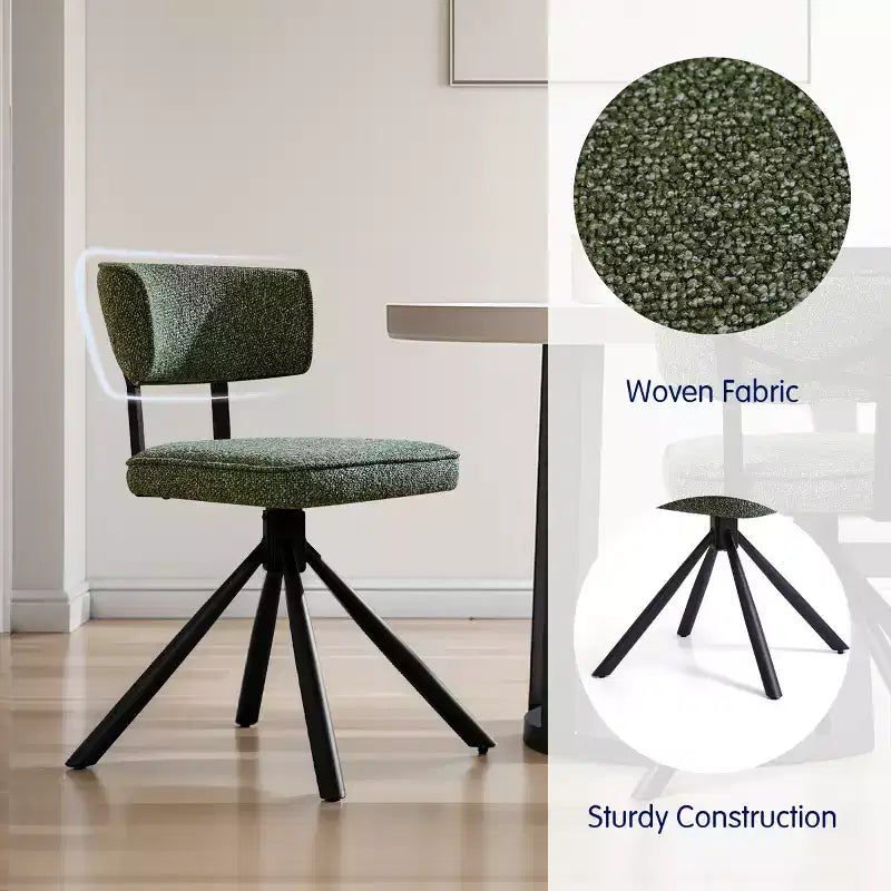 Subrtex Sedie da pranzo set di 2 sedie da cucina moderne in tessuto Sedie d'accento con gambe in metallo nero