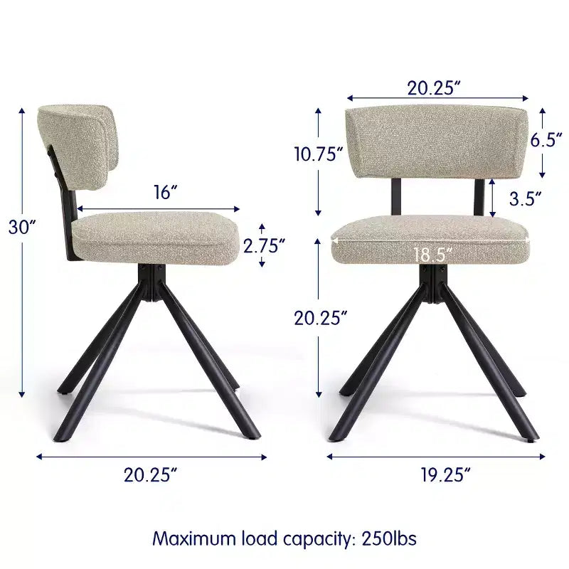 Subrtex Sedie da pranzo set di 2 sedie da cucina moderne in tessuto Sedie d'accento con gambe in metallo nero