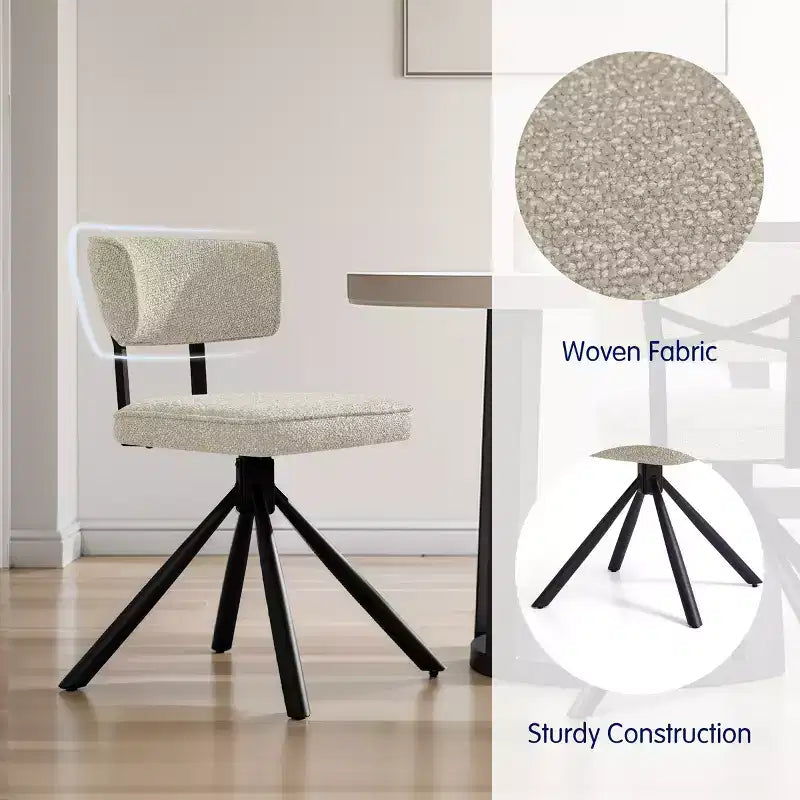 Subrtex Sedie da pranzo set di 2 sedie da cucina moderne in tessuto Sedie d'accento con gambe in metallo nero