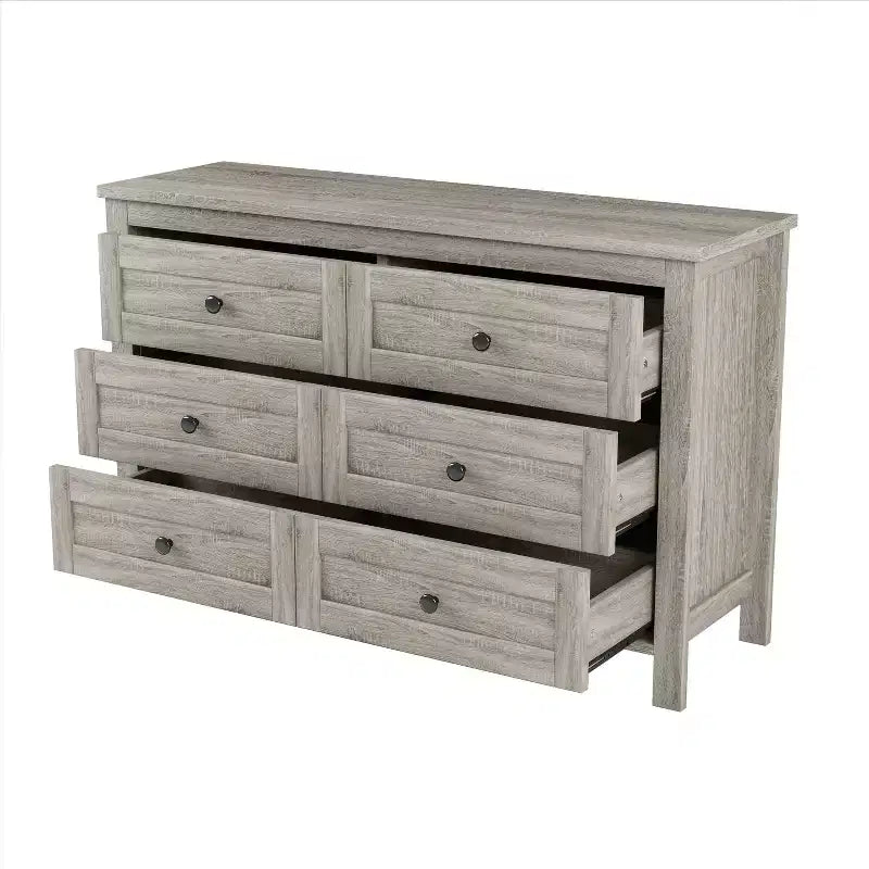 Comò in stile rustico retrò con 6 cassetti, armadio portaoggetti in legno per camera da letto 4S - ModernLuxe