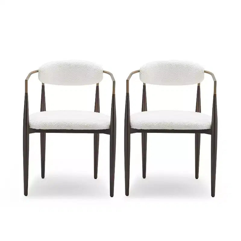 Christopher Knight Home Grov Upholstered Boucle Iron Dining Chair (Set of 2), Beige and Gold