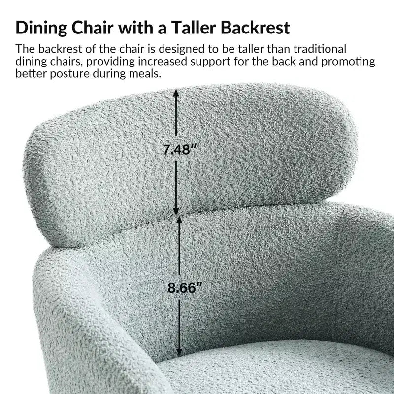 Set di 6 sedie da pranzo Curt Boucle con schienale rialzato e gambe in metallo | Artful Living Design