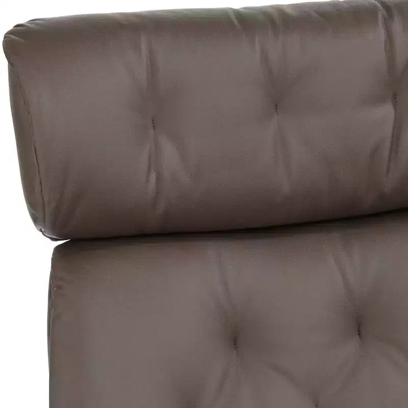 Poltrona reclinabile girevole in similpelle trapuntata Melia Chocolate BenchMaster con poggiapiedi inclinato