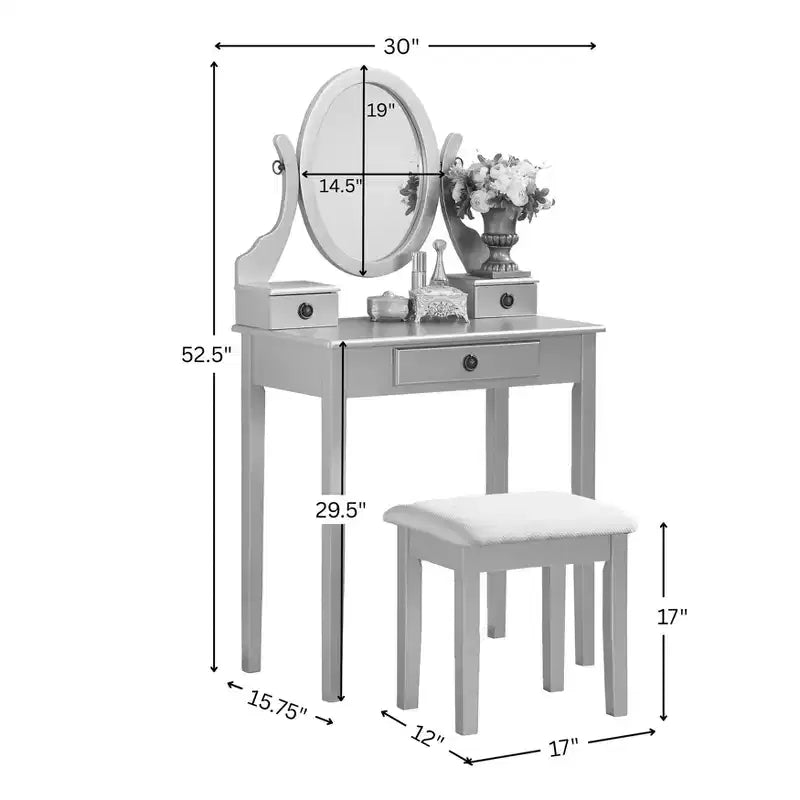 Set Toeletta e Sgabello Moniya in Legno Viola
