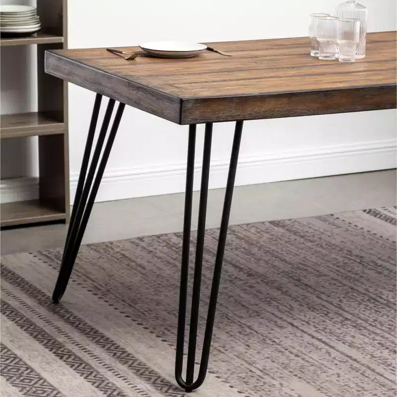 Set da pranzo industriale Roundhill Furniture Aryven di 7 pezzi, marrone anticato