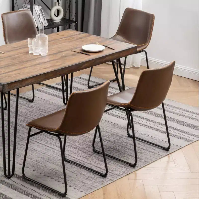 Set da pranzo industriale Roundhill Furniture Aryven di 7 pezzi, marrone anticato