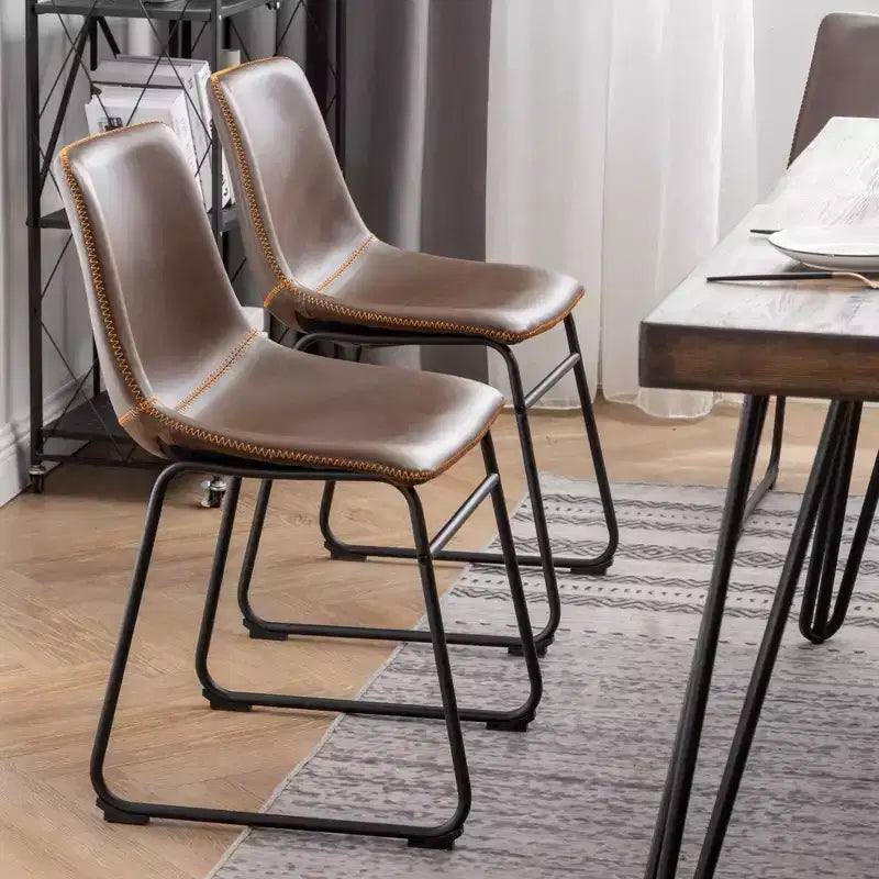 Set da pranzo industriale Roundhill Furniture Aryven di 7 pezzi, marrone anticato