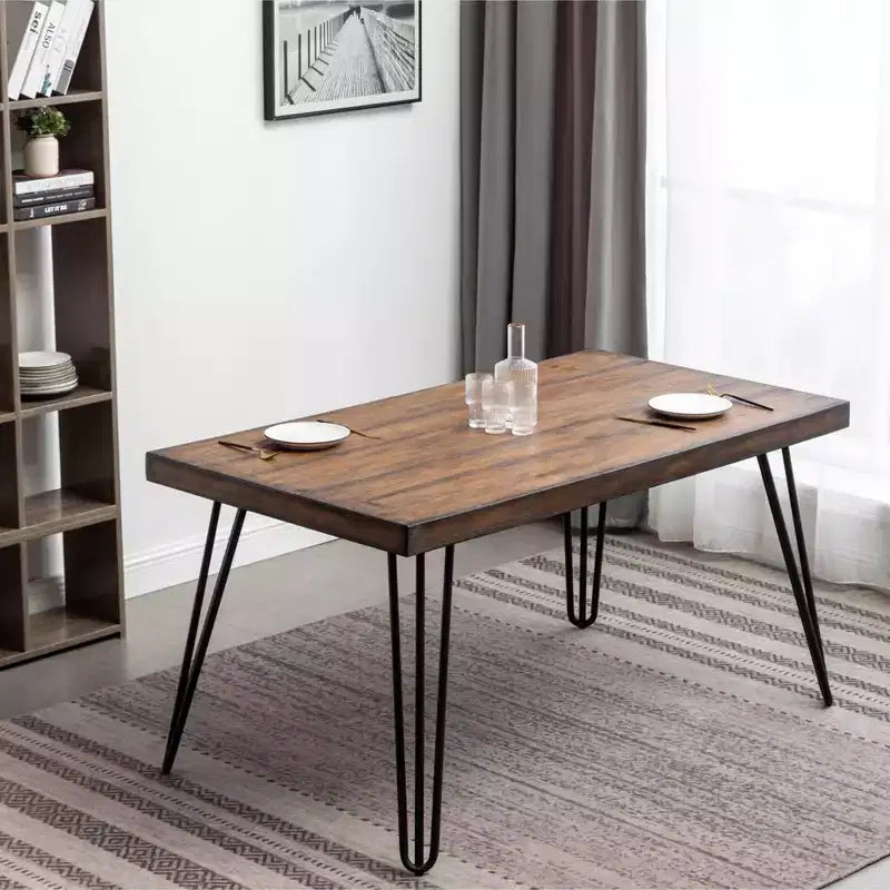 Set da pranzo industriale Roundhill Furniture Aryven di 7 pezzi, marrone anticato