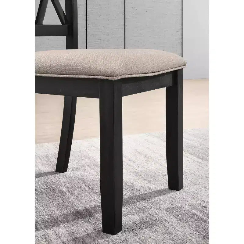 Roundhill Furniture Arroyo Set da pranzo, tavolo da pranzo a forcina con 4 sedie con schienale a croce, nero intenso, 5 pezzi