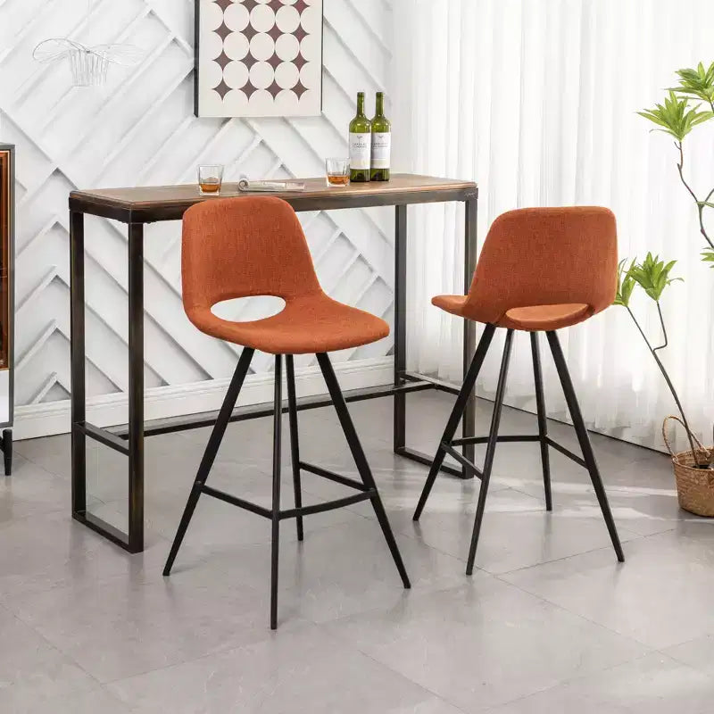 Sgabelli da bar in tessuto Porth di Roundhill Furniture, 71,75 cm, colore arancione, set da 2