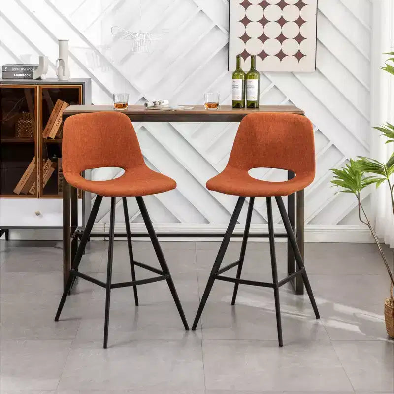 Sgabelli da bar in tessuto Porth di Roundhill Furniture, 71,75 cm, colore arancione, set da 2
