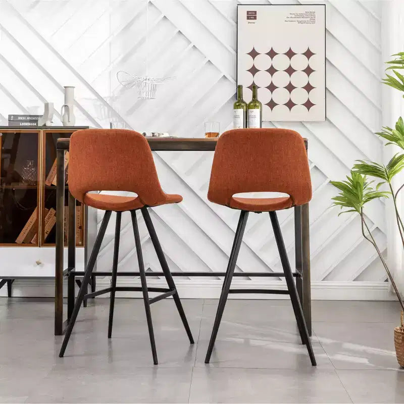 Sgabelli da bar in tessuto Porth di Roundhill Furniture, 71,75 cm, colore arancione, set da 2