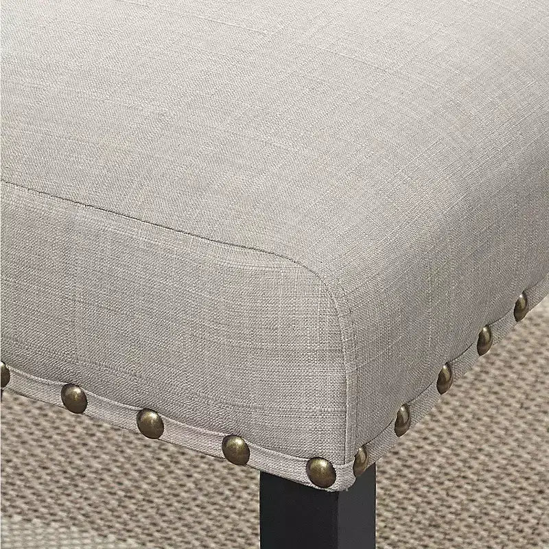 Sgabelli da bancone Roundhill Furniture Biony in tessuto con finiture borchiate, Tan, Set da 2