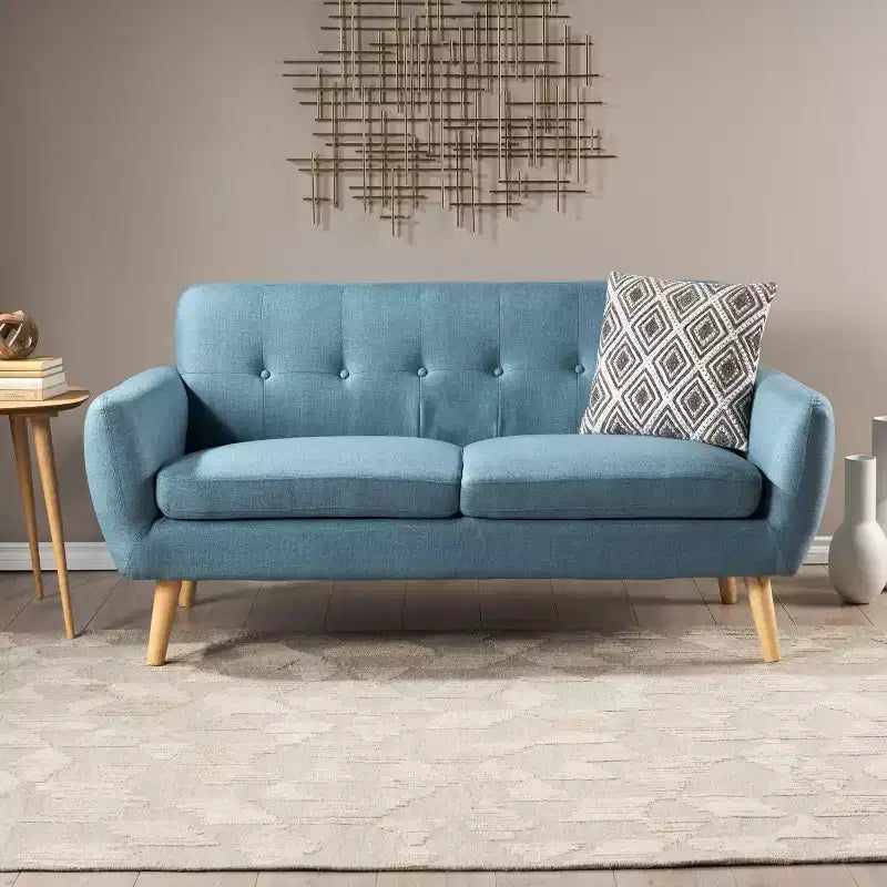 Divano GDFStudio Sheena Mid-Century Modern a 2 posti, imbottito e capitonné, 67,25 pollici