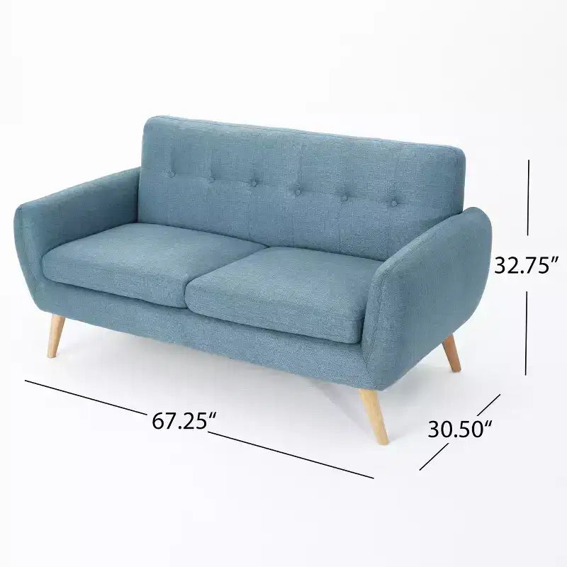 Divano GDFStudio Sheena Mid-Century Modern a 2 posti, imbottito e capitonné, 67,25 pollici