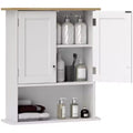 HOMCOM Over the Toilet Bathroom Wall Cabinet, Modern Bathroom Cabinet Wall Mounted Medicine Cabinet with 2 Doors, Adjustable Shelf, White
