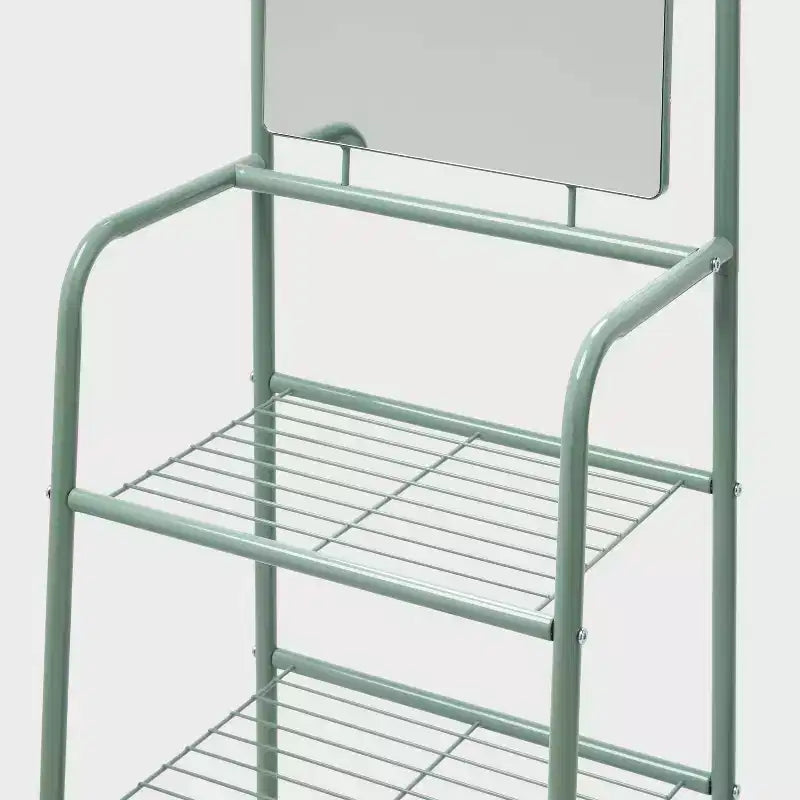Stand appendiabiti in metallo con specchio e ripiani - Brightroom