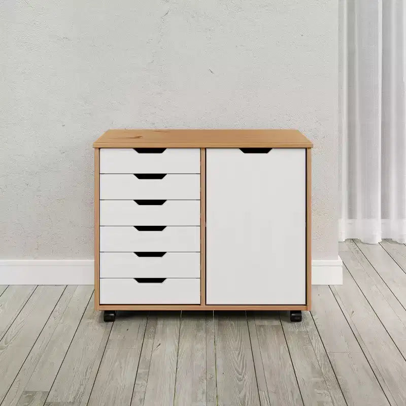 Carrello rotante Trendfurn Omnia a 1 anta e 6 cassetti