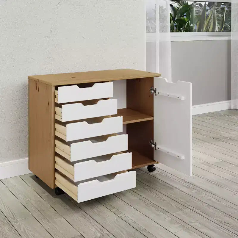 Carrello rotante Trendfurn Omnia a 1 anta e 6 cassetti